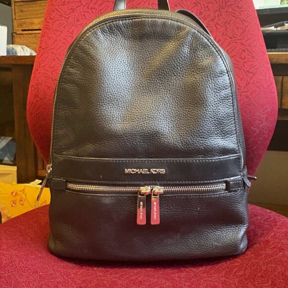 Michael Kors Black Pebble Leather Backpack - Picture 1 of 6